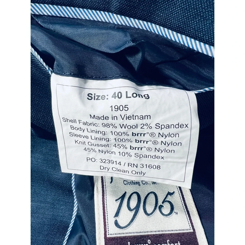 Jos A Bank 1905 Slim Fit Blue Wool Blend Blazer Sport Coat 40 Long brrr Comfort